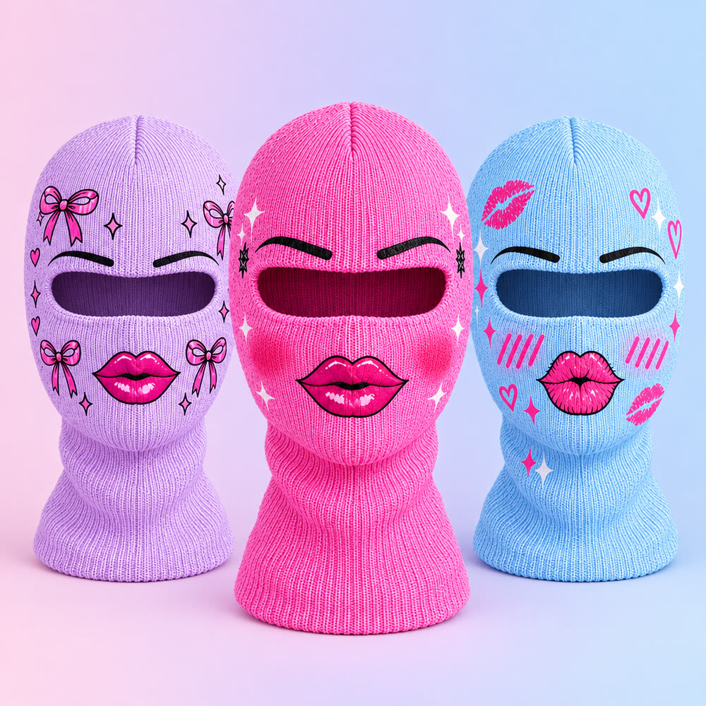 Le trio de cagoules glam rose, lilas et bleu